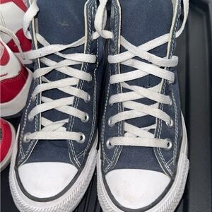 Blue High-Top Sneakers with White Laces